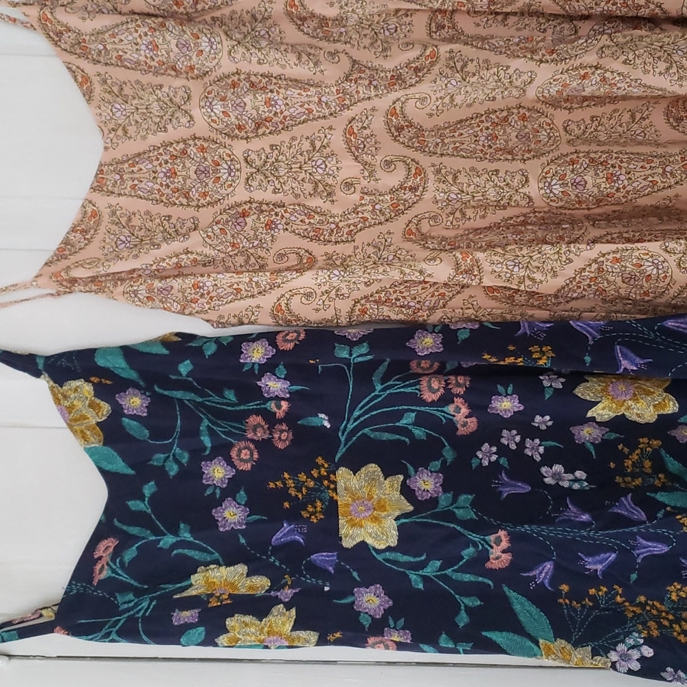 Old Navy Navy Floral and Peach Paisley Midi Dresses